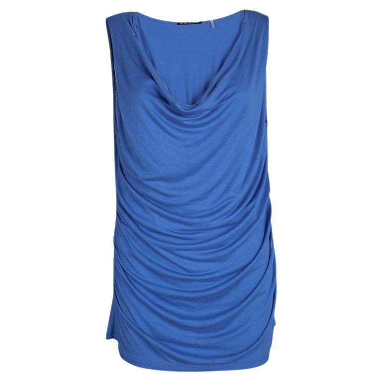 Elie Tahari Cobalt Blue cowl Neck Sleeveless Top L For Sale