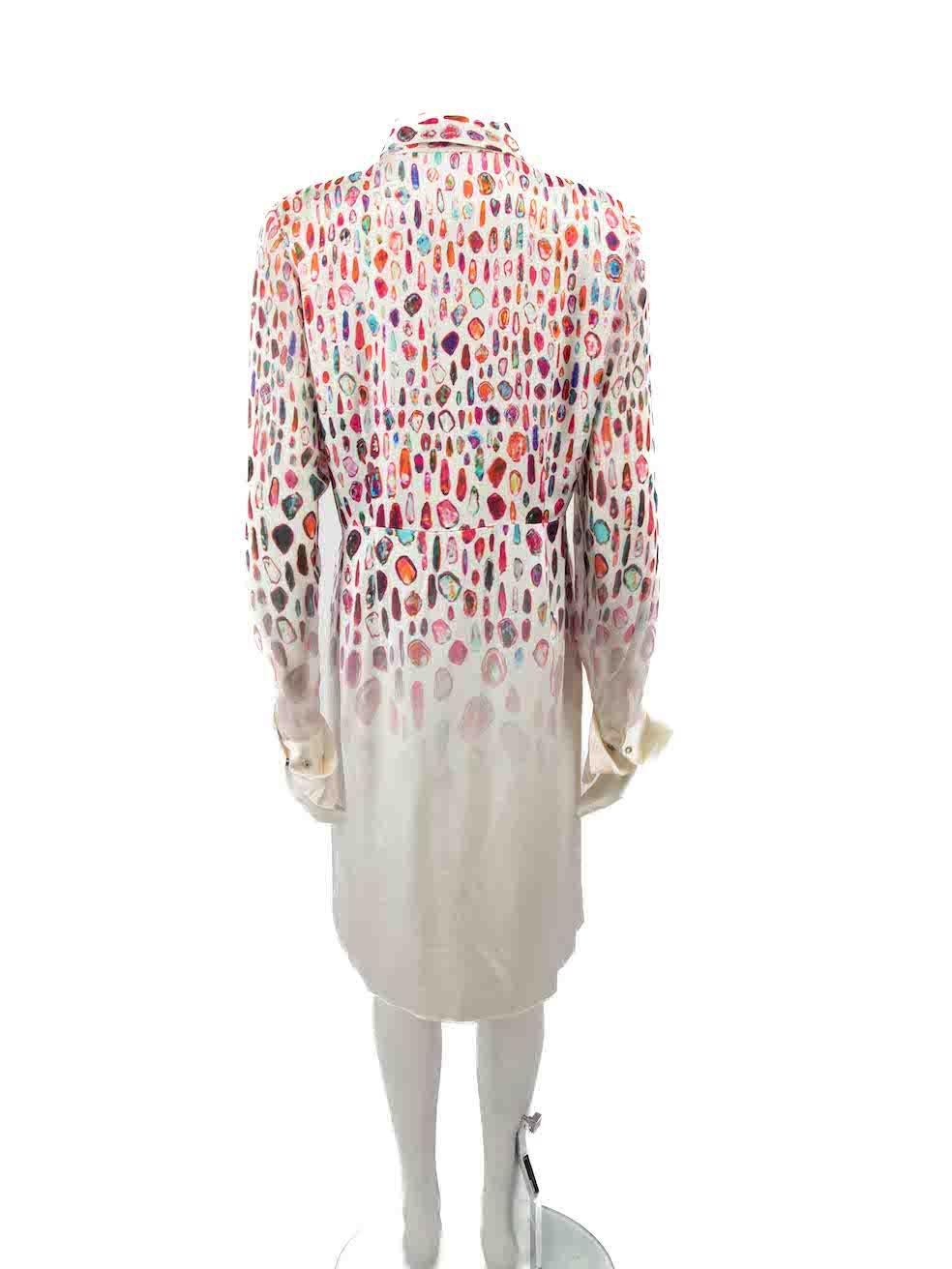 Elie Tahari Graphic Printed Silk Shirt Dress Size XXL In Good Condition For Sale In London, GB