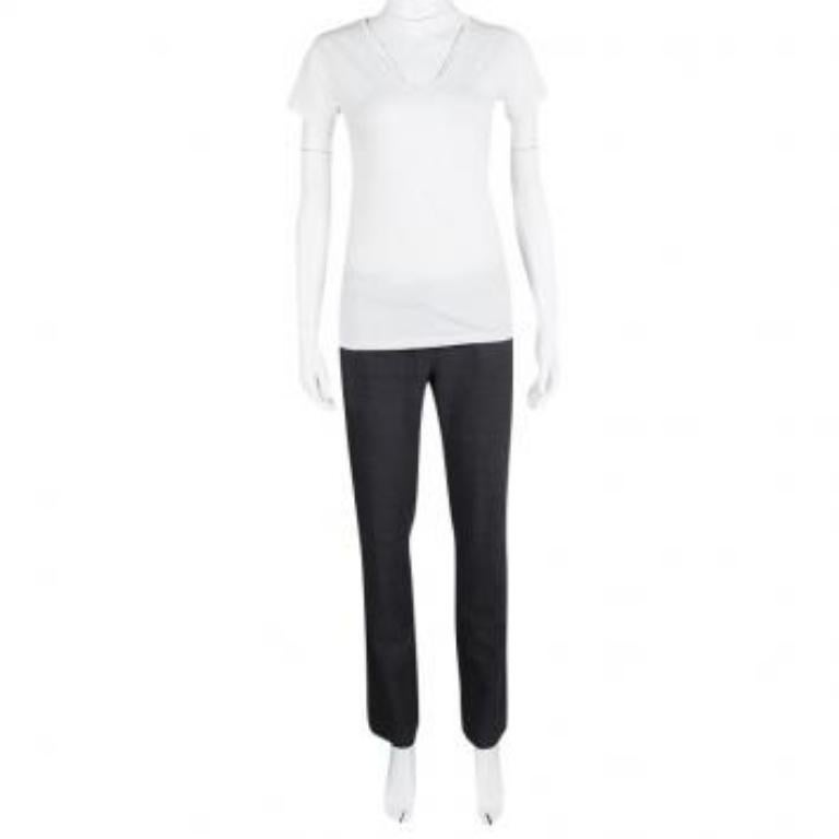 Noir Elie Tahari pantalon tailleur en laine grise S en vente