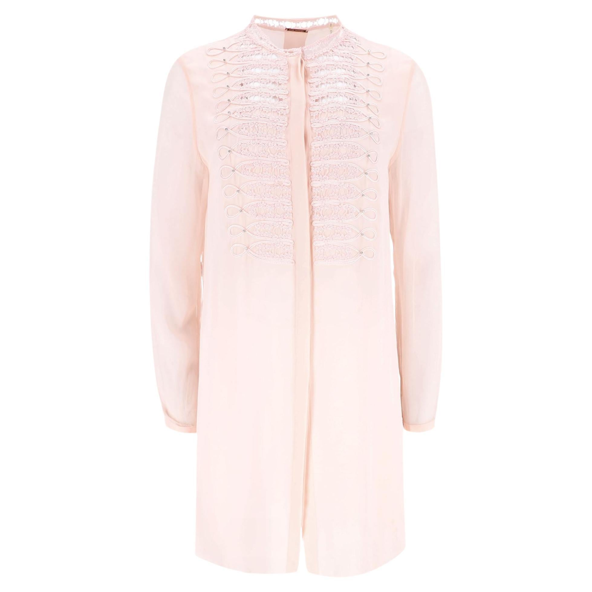 Elie Tahari Lace-Bib Silk Tunic Top For Sale