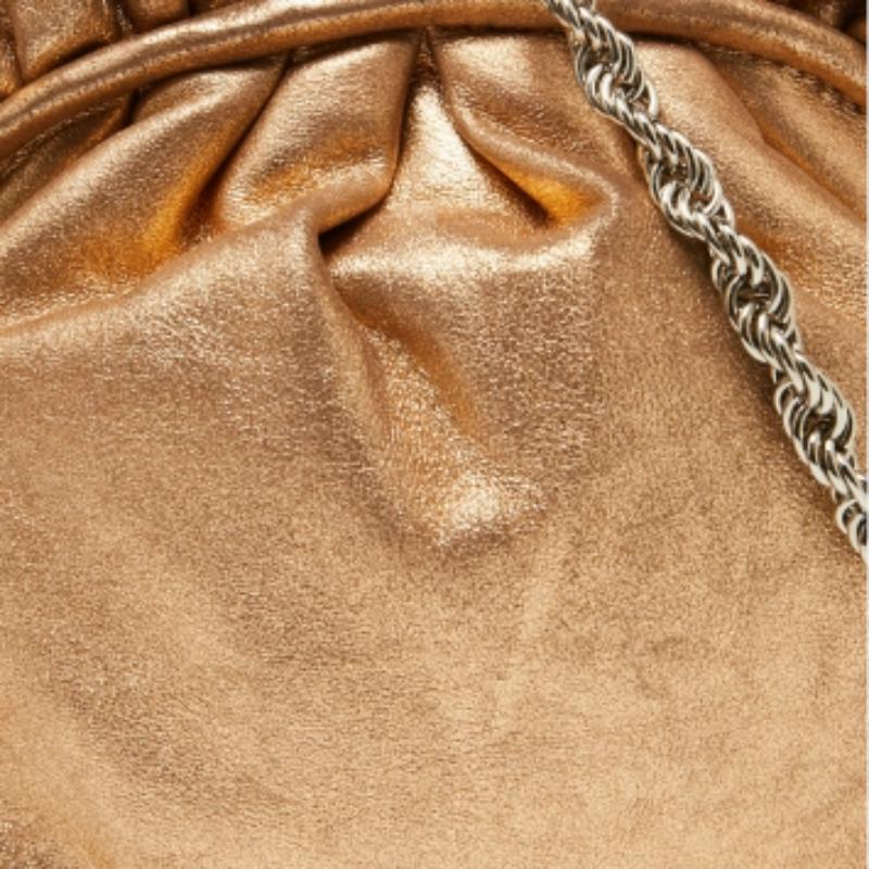 Elie Tahari Metallic Gold Leather Pleated Frame Crossbody Bag For Sale 1