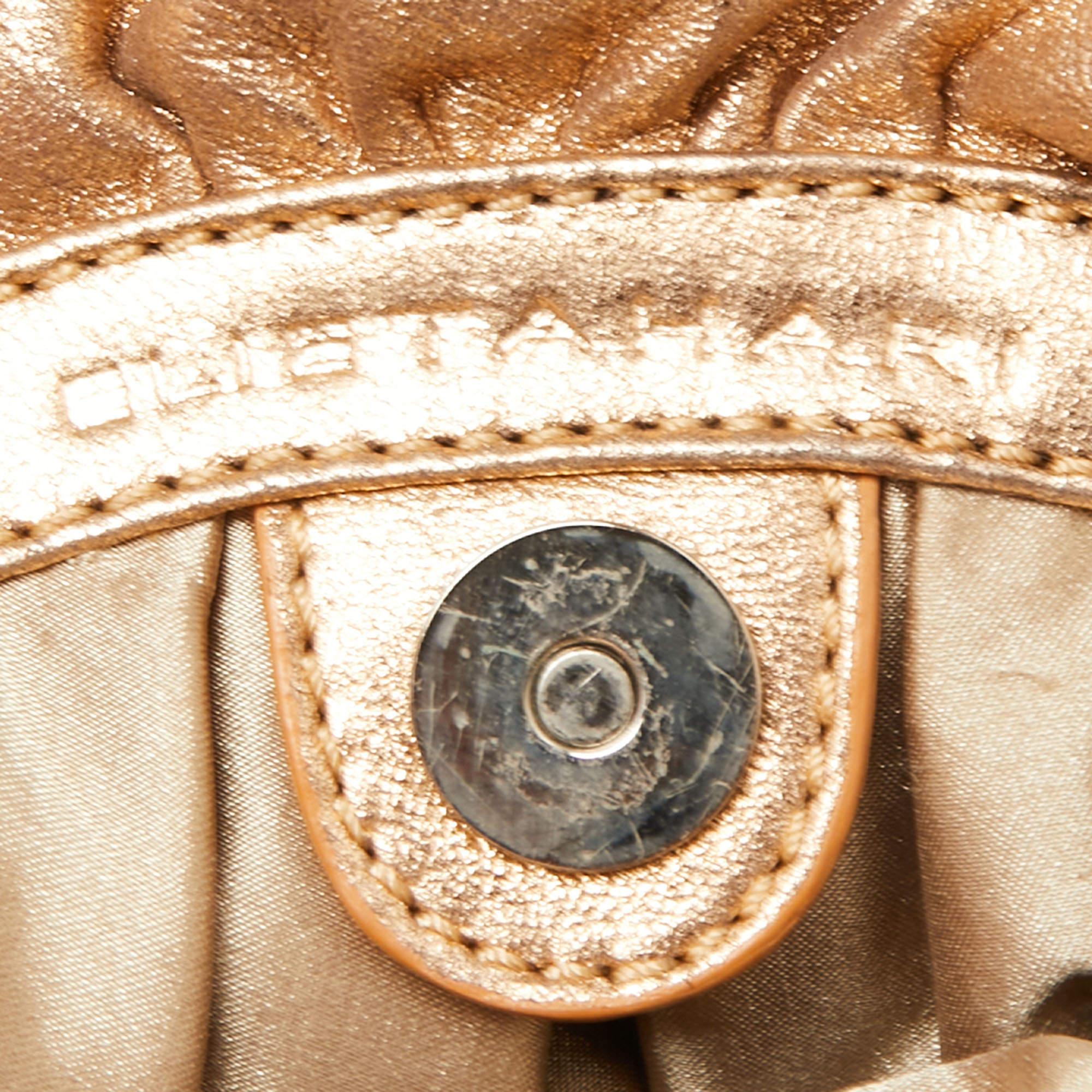 Elie Tahari Metallic Gold Leather Pleated Frame Crossbody Bag 4
