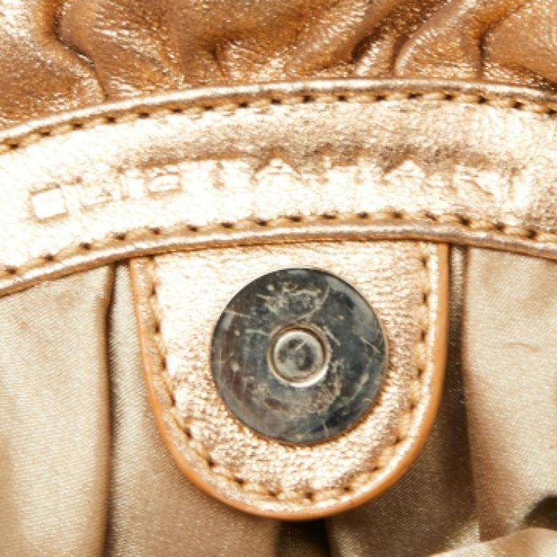 Elie Tahari Metallic Gold Leather Pleated Frame Crossbody Bag For Sale 4