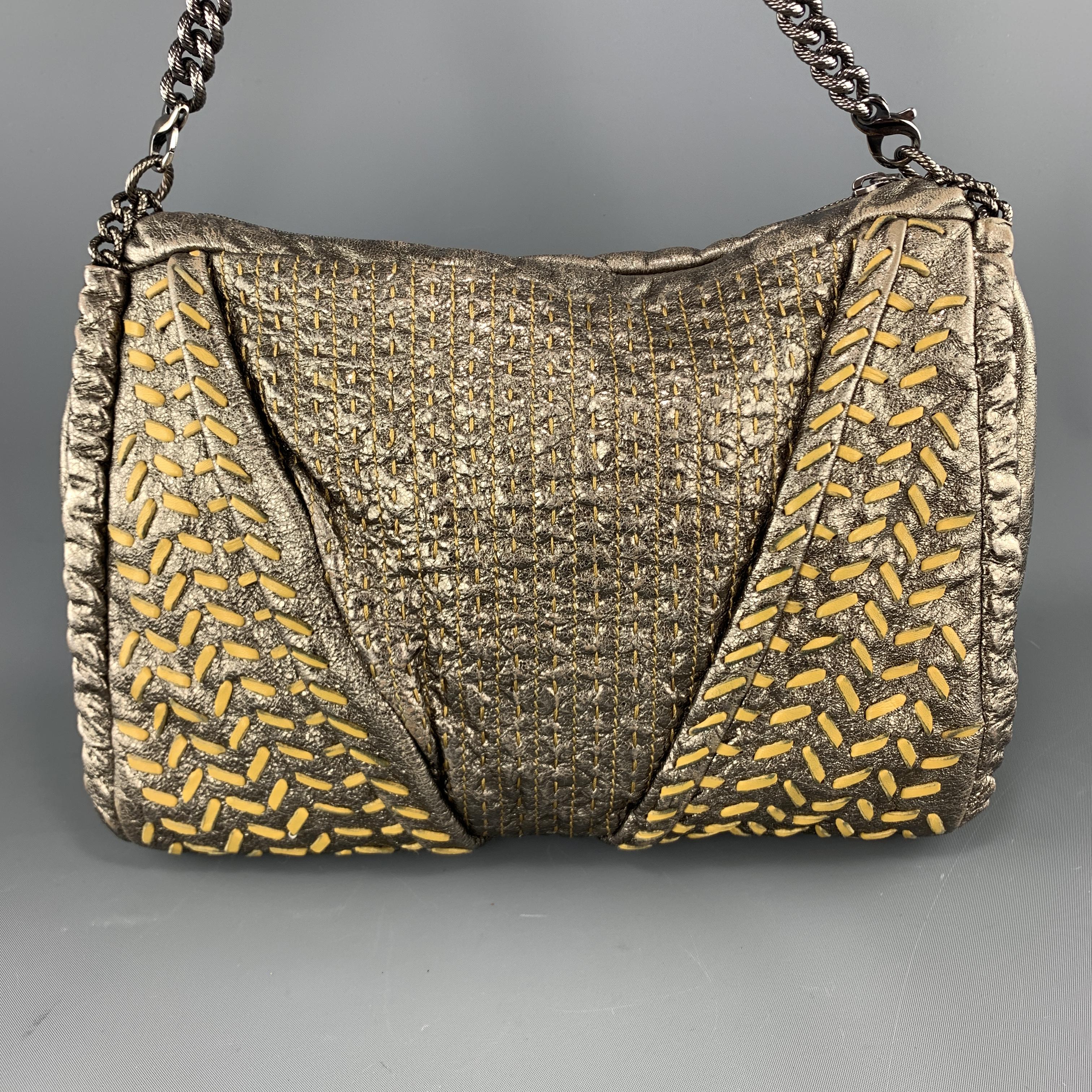 Women's ELIE TAHARI Metallic Quilted Leather Woven Chain Strap Handbag