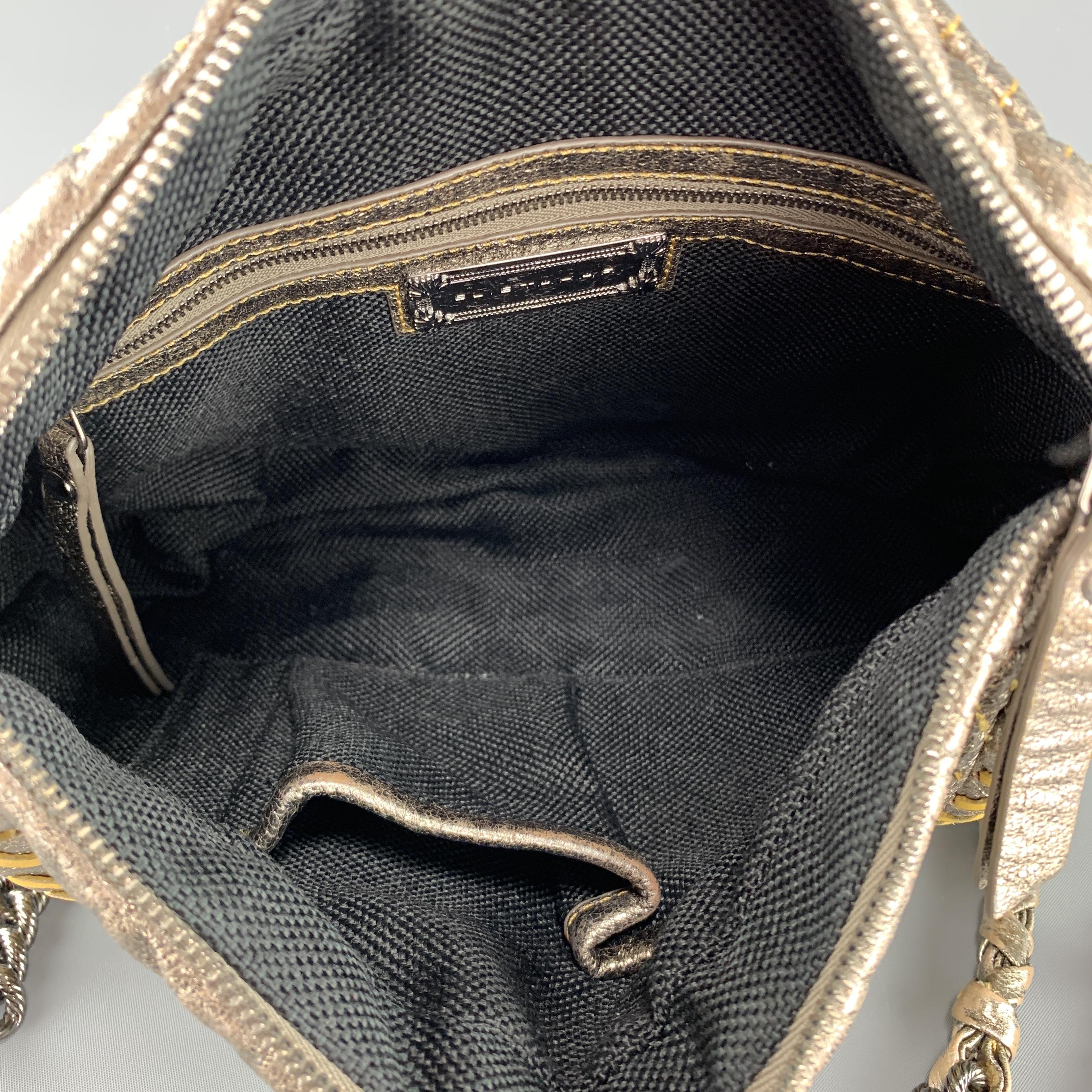 ELIE TAHARI Metallic Quilted Leather Woven Chain Strap Handbag 1