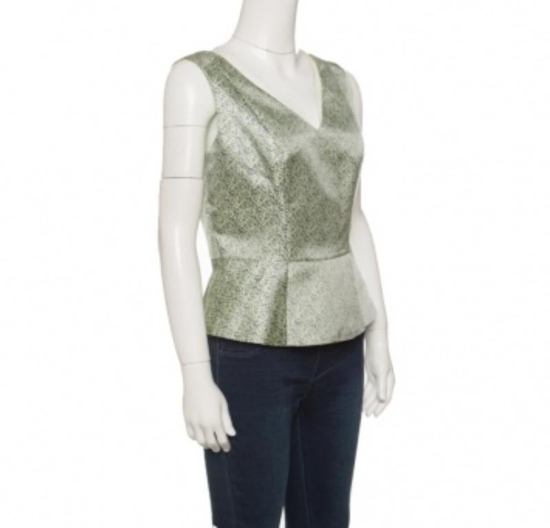 Gris Elie Tahari péplum sans manches à carreaux multicolores S en vente