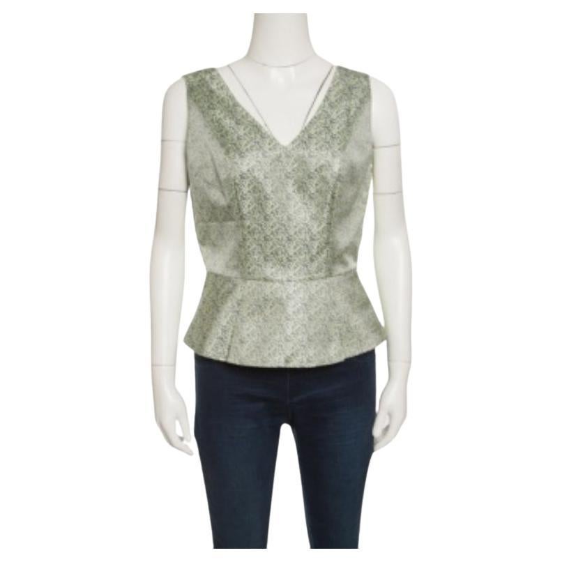 Elie Tahari péplum sans manches à carreaux multicolores S en vente