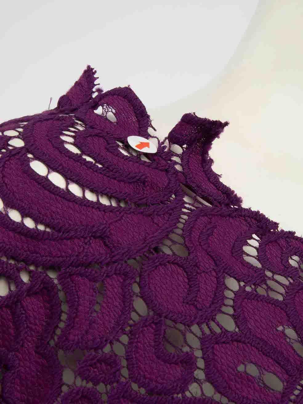 Women's Elie Tahari Purple Lace Round Neck Midi Dress Size XXL For Sale