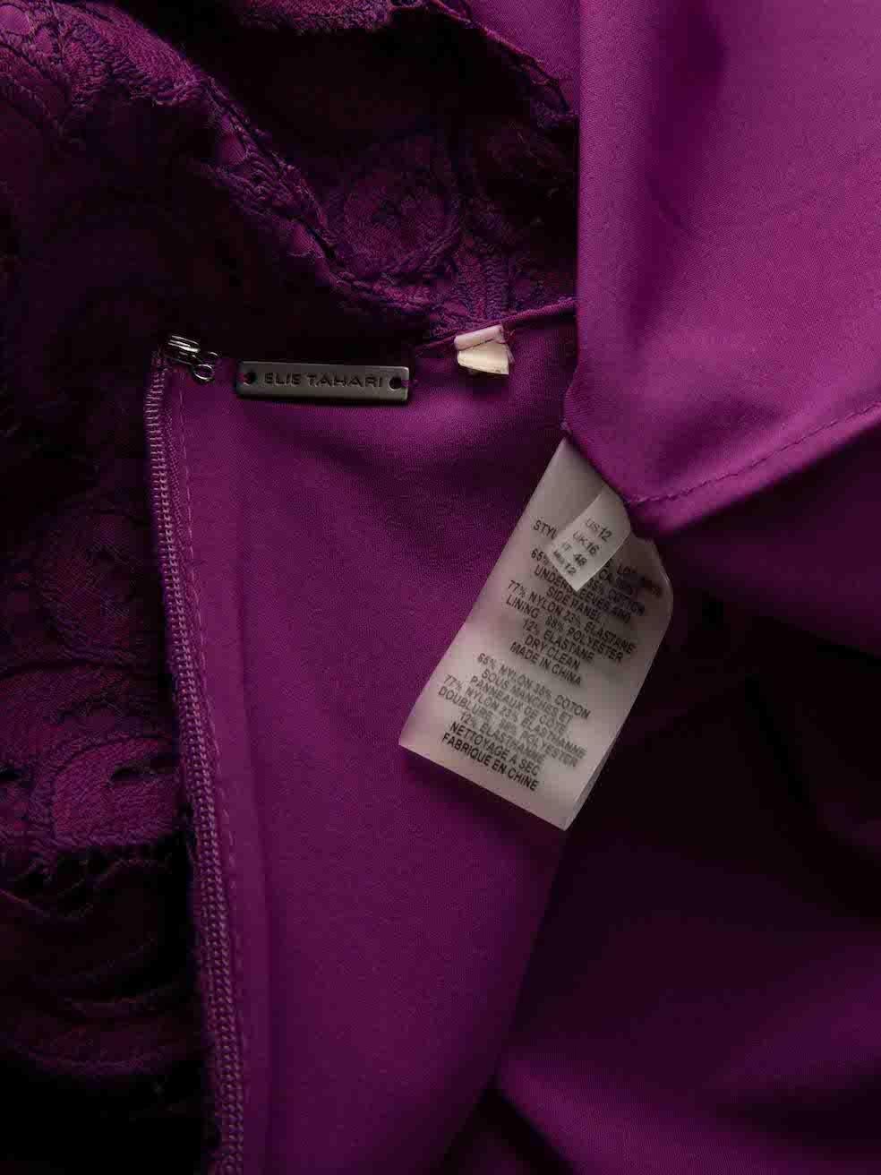 Elie Tahari Purple Lace Round Neck Midi Dress Size XXL For Sale 1