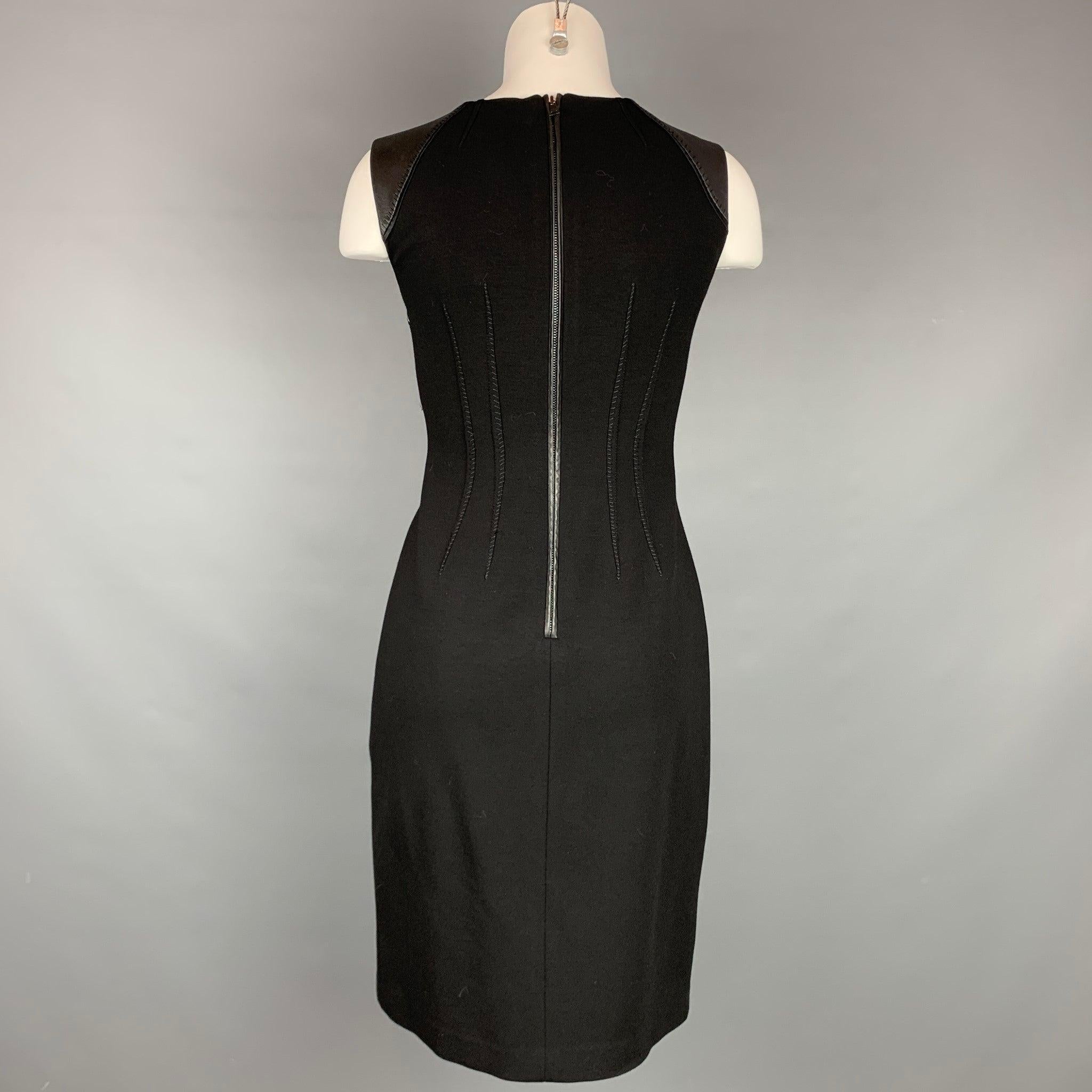 ELIE TAHARI Size 0 Black Viscose Blend Sleeveless Shift Dress In Good Condition For Sale In San Francisco, CA