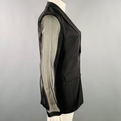 ELIE TAHARI Talla 10 Chaqueta Blazer negra de poliéster de un solo botón