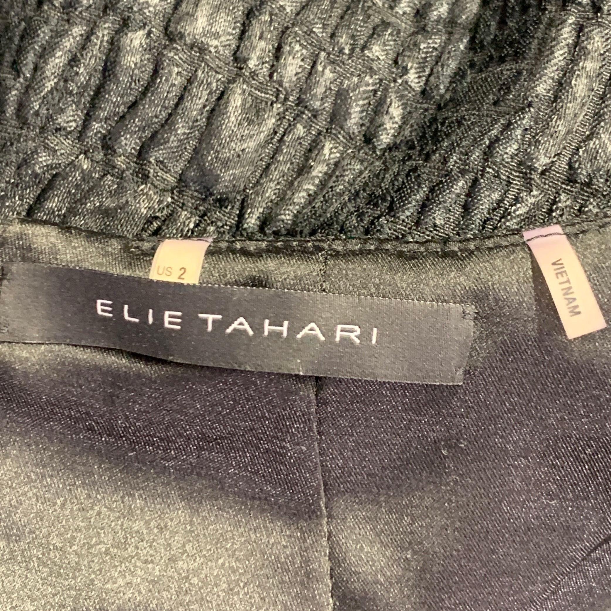 ELIE TAHARI Vestido midi sin mangas en mezcla de poliéster negro talla 2 en venta 3
