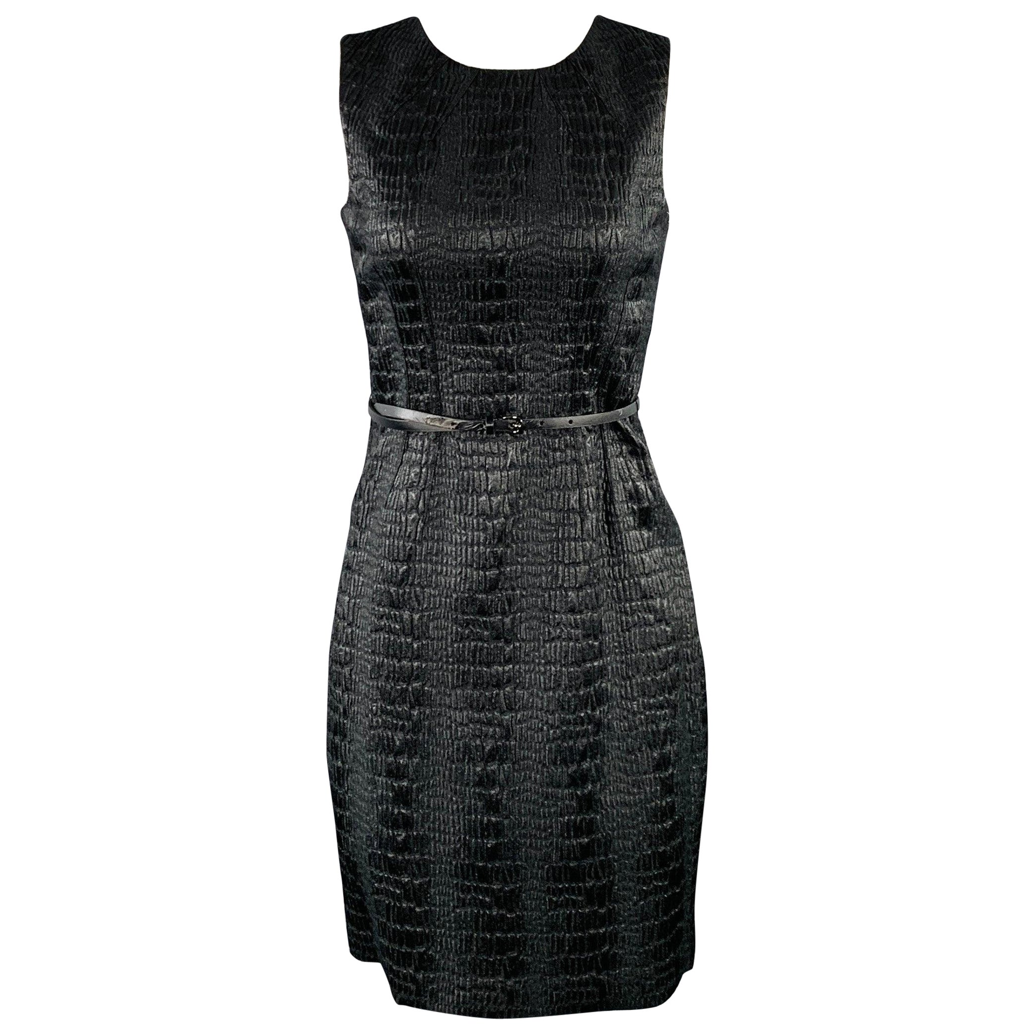 ELIE TAHARI Größe 2 Schwarzes ärmelloses Midikleid aus Polyestermischung mit Ärmeln