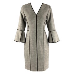 ELIE TAHARI Size 4 Black White Polyester Blend Nailhead 3/4 Sleeves Dress