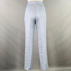 ELIE TAHARI Size 4 Blue Heather Linen Blend Flat Front Casual Pants