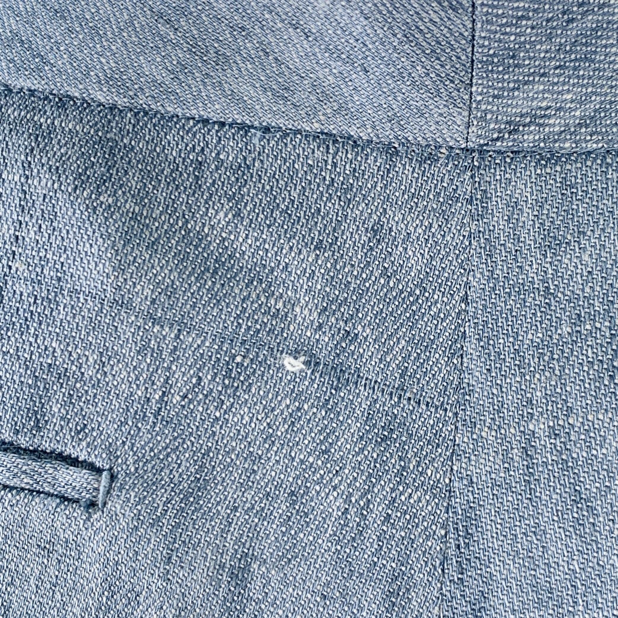 Gris ELIE TAHARI Taille 4 Pantalon décontracté à devant plat en lin mélangé bleu chiné en vente