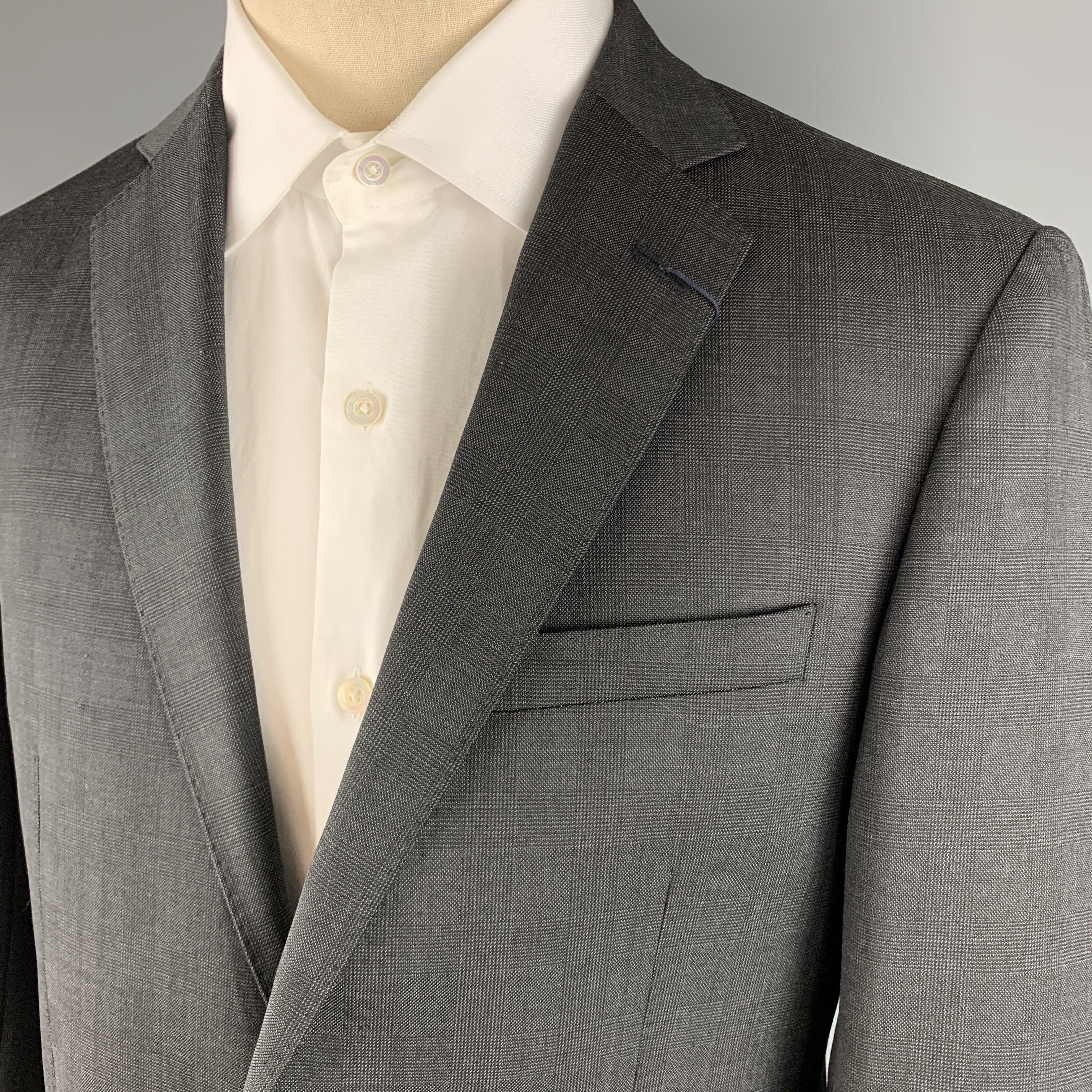 ELIE TAHARI Size 40 Charcoal Glenplaid Wool Notch Lapel Suit NWT In Excellent Condition For Sale In San Francisco, CA