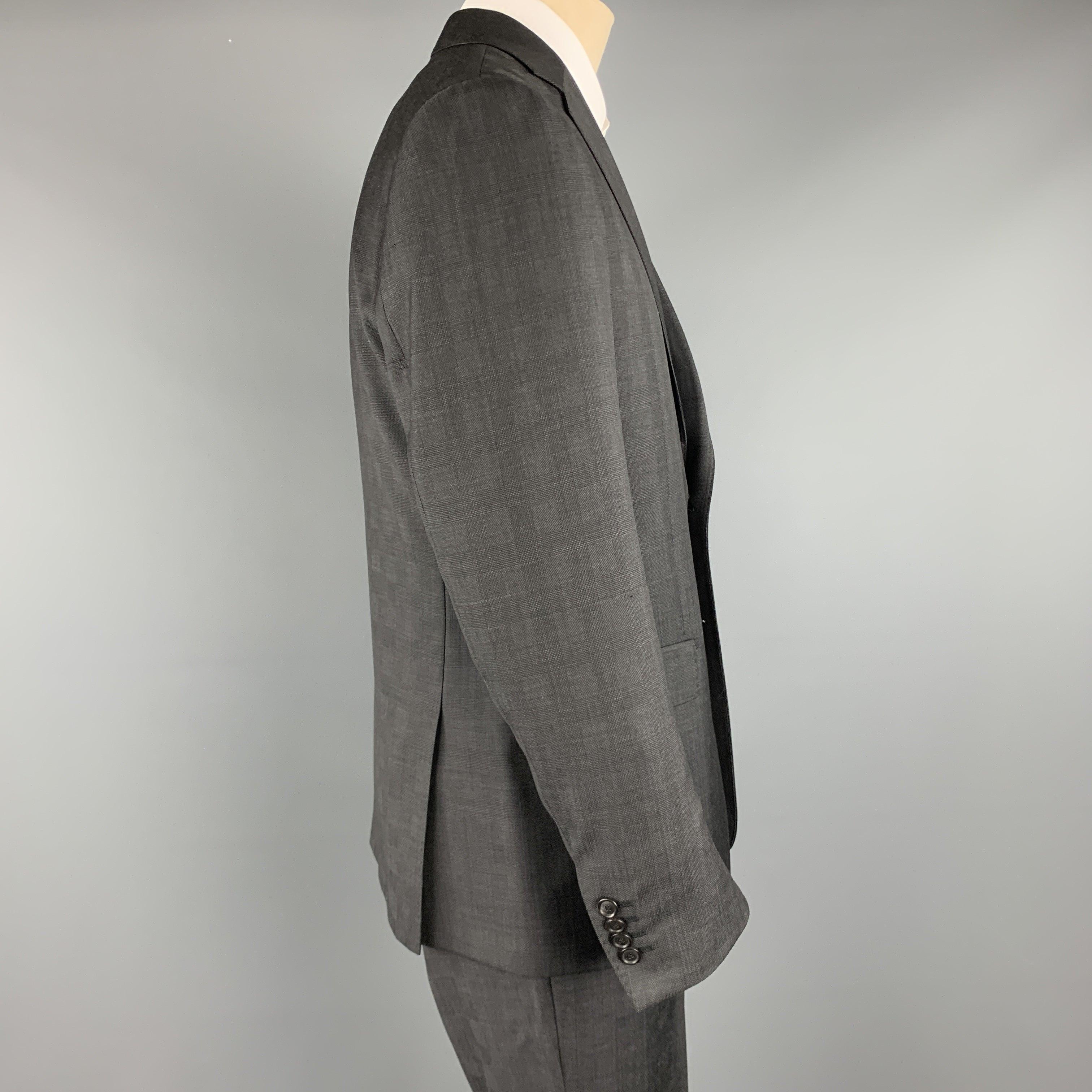 Costume à revers en laine Glenplaid anthracite ELIE TAHARI Taille 40, Neuf avec étiquette Pour hommes en vente