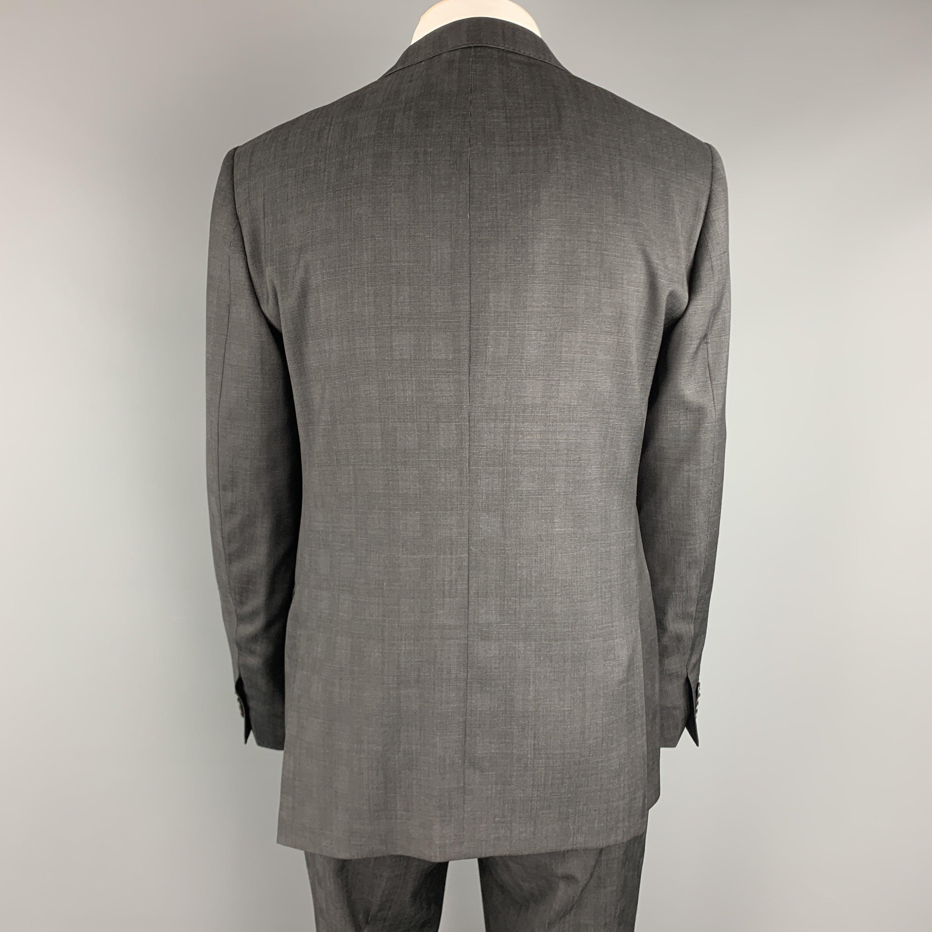 ELIE TAHARI Size 40 Charcoal Glenplaid Wool Notch Lapel Suit NWT For Sale 1