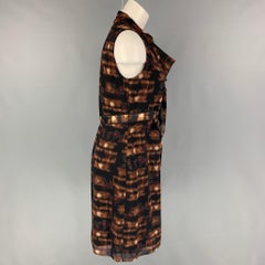 ELIE TAHARI Size 6 Brown Black Wool Nylon Marbled Sleeveless Dress