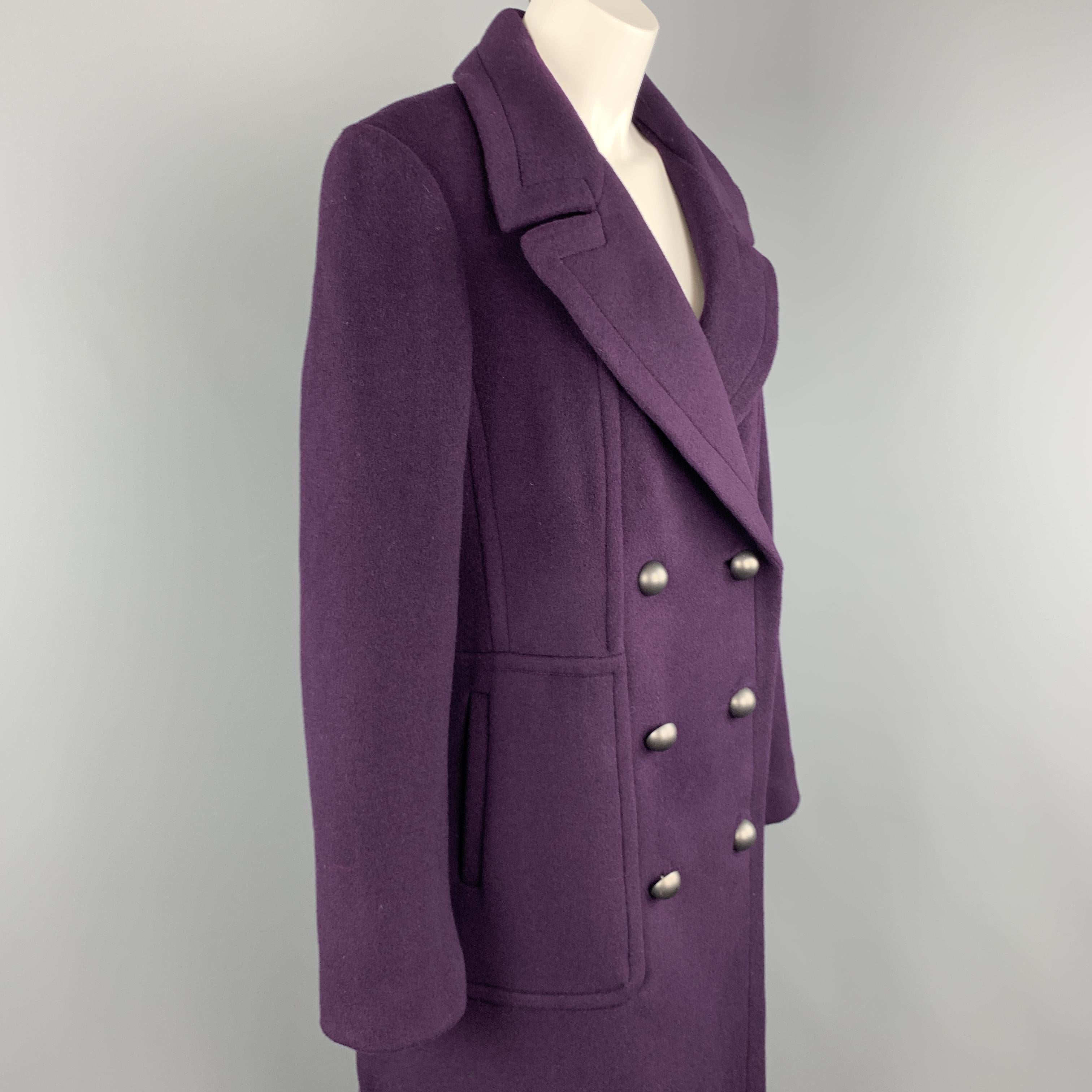 purple double breasted coat
