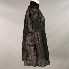 ELIE TAHARI Size M Black Cotton Eyelet Long Sleeve Zip Up Dress