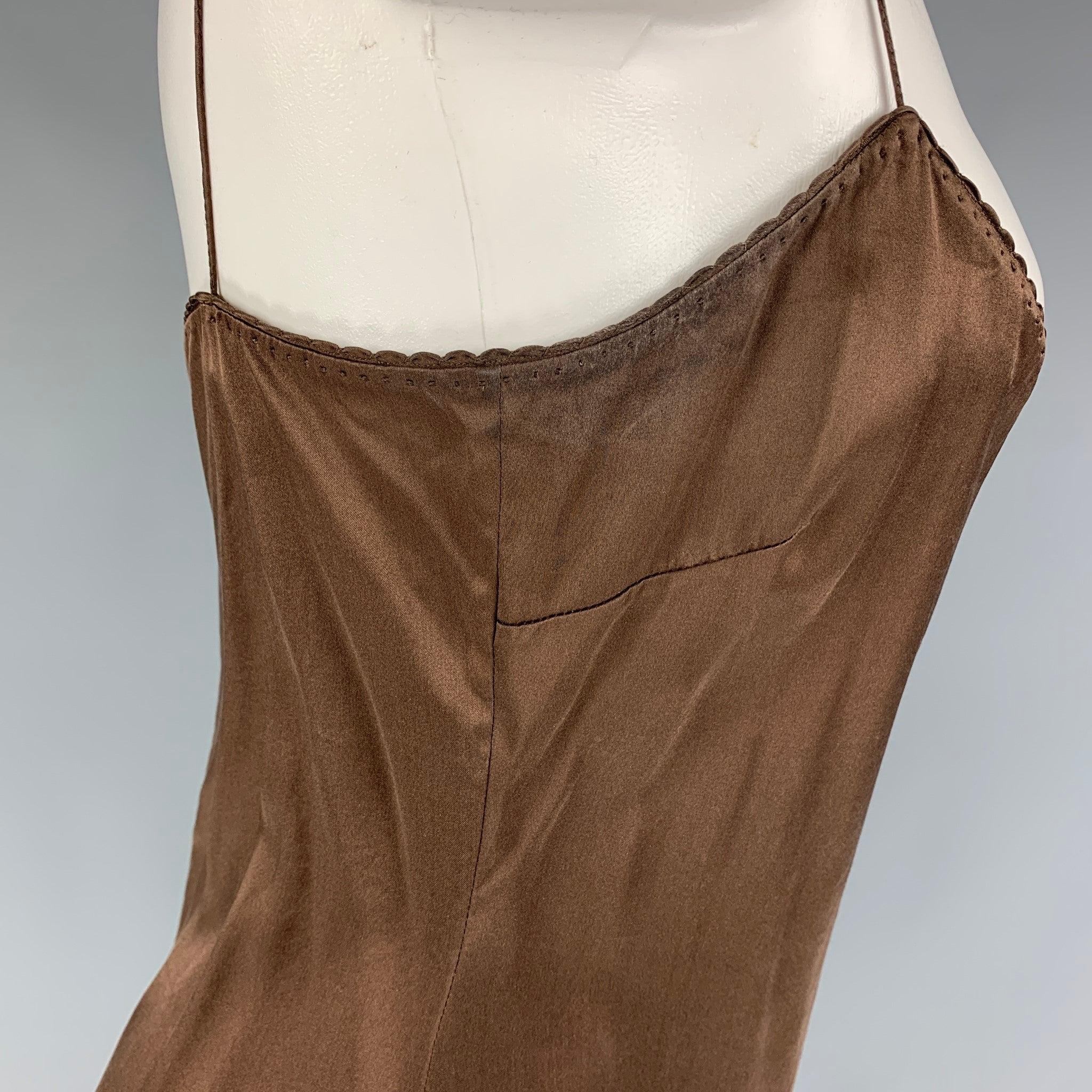 ELIE TAHARI Size S Brown Silk Camisole Blouse In Good Condition For Sale In San Francisco, CA