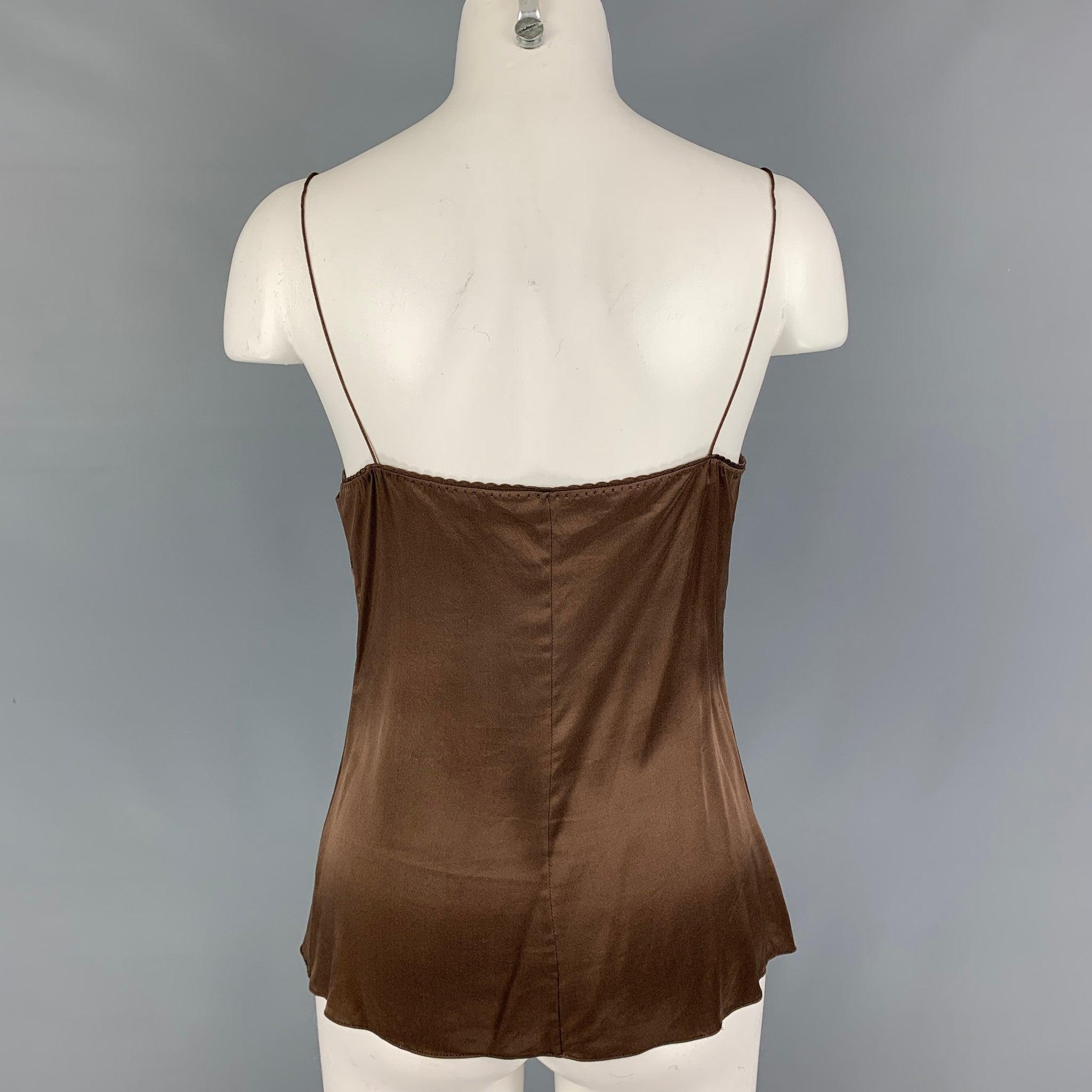 Women's ELIE TAHARI Size S Brown Silk Camisole Blouse For Sale