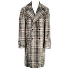 ELIE TAHARI Size S Grey Black Nylon Blend Plaid Double Breasted Coat