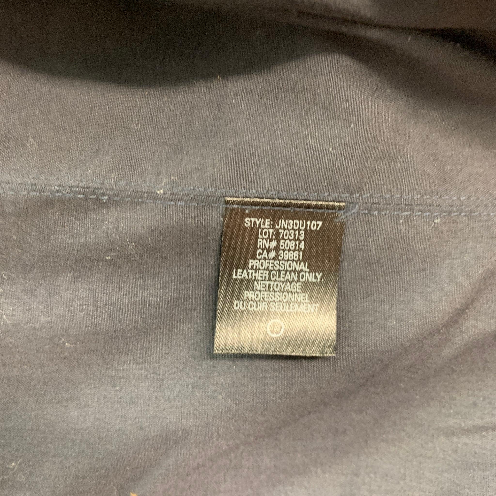 Men's ELIE TAHARI Size S Navy Leather Zip Up Jacket For Sale