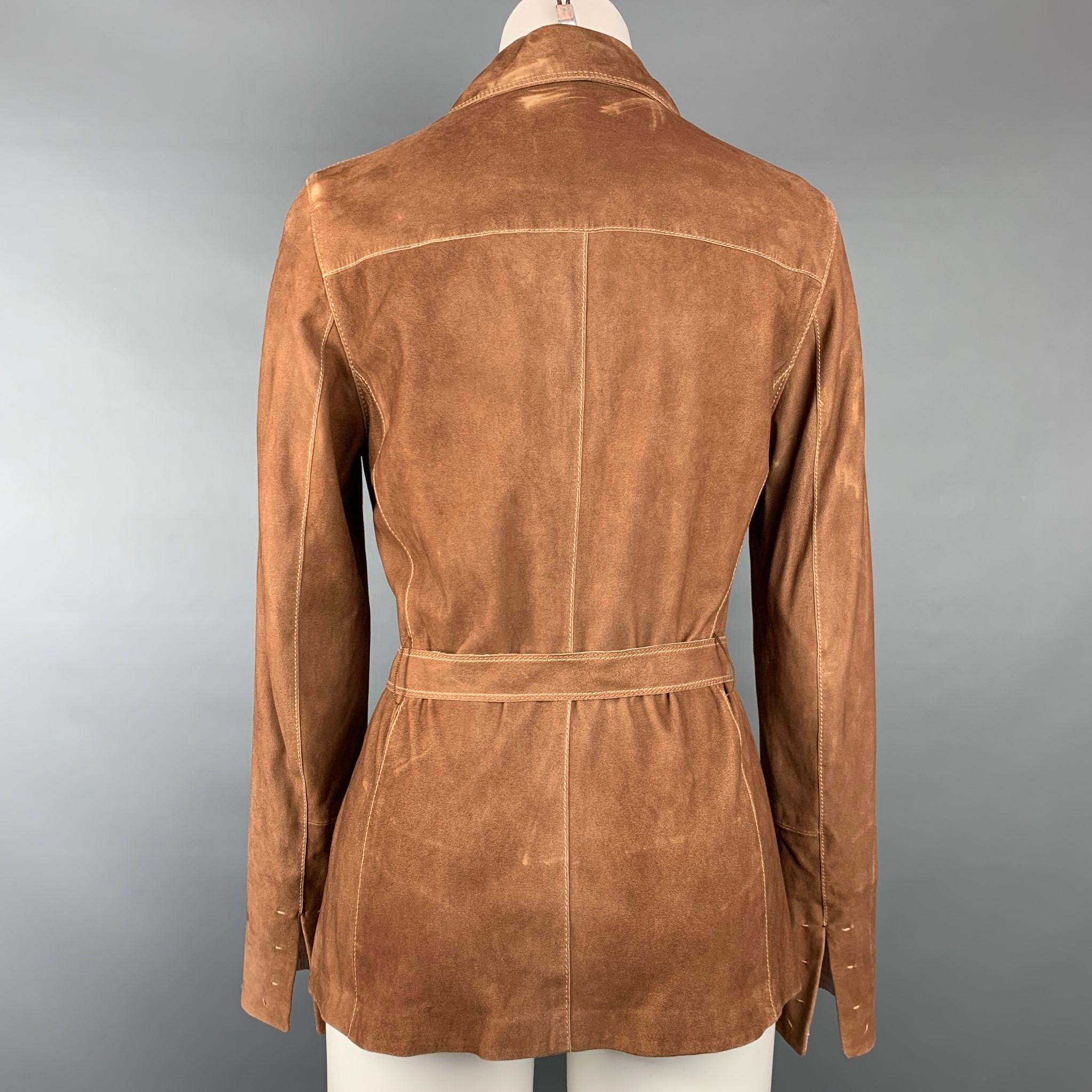 tahari faux suede trench coat