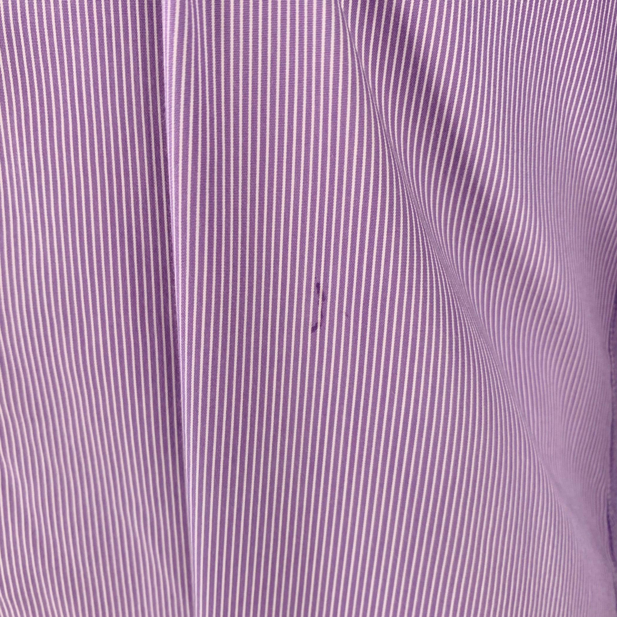ELIE TAHARI Taille XL Chemise à manches longues à rayures blanches et lavande en coton à carreaux et à une poche Bon état - En vente à San Francisco, CA
