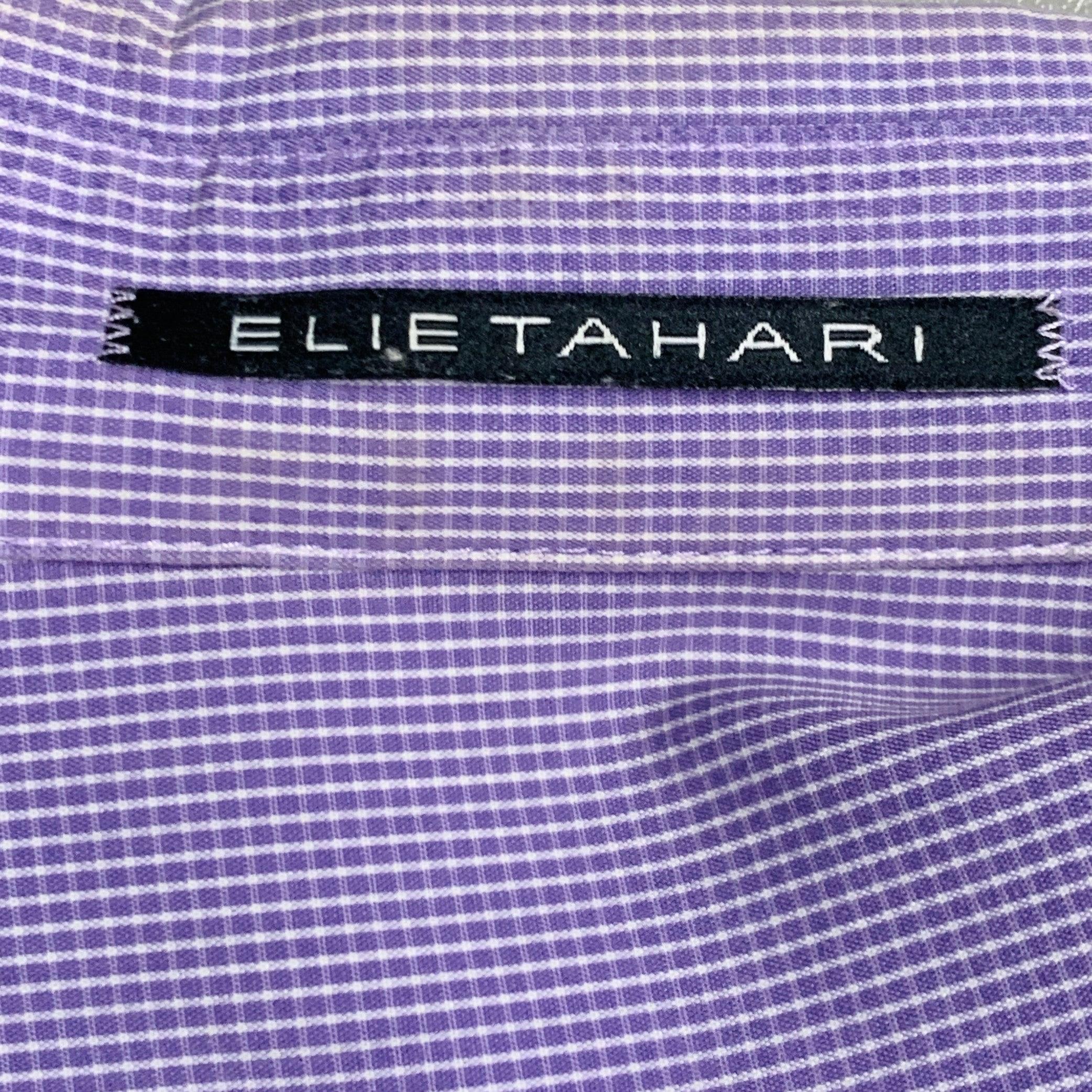 ELIE TAHARI Taille XL Chemise à manches longues à rayures blanches et lavande en coton à carreaux et à une poche Pour hommes en vente