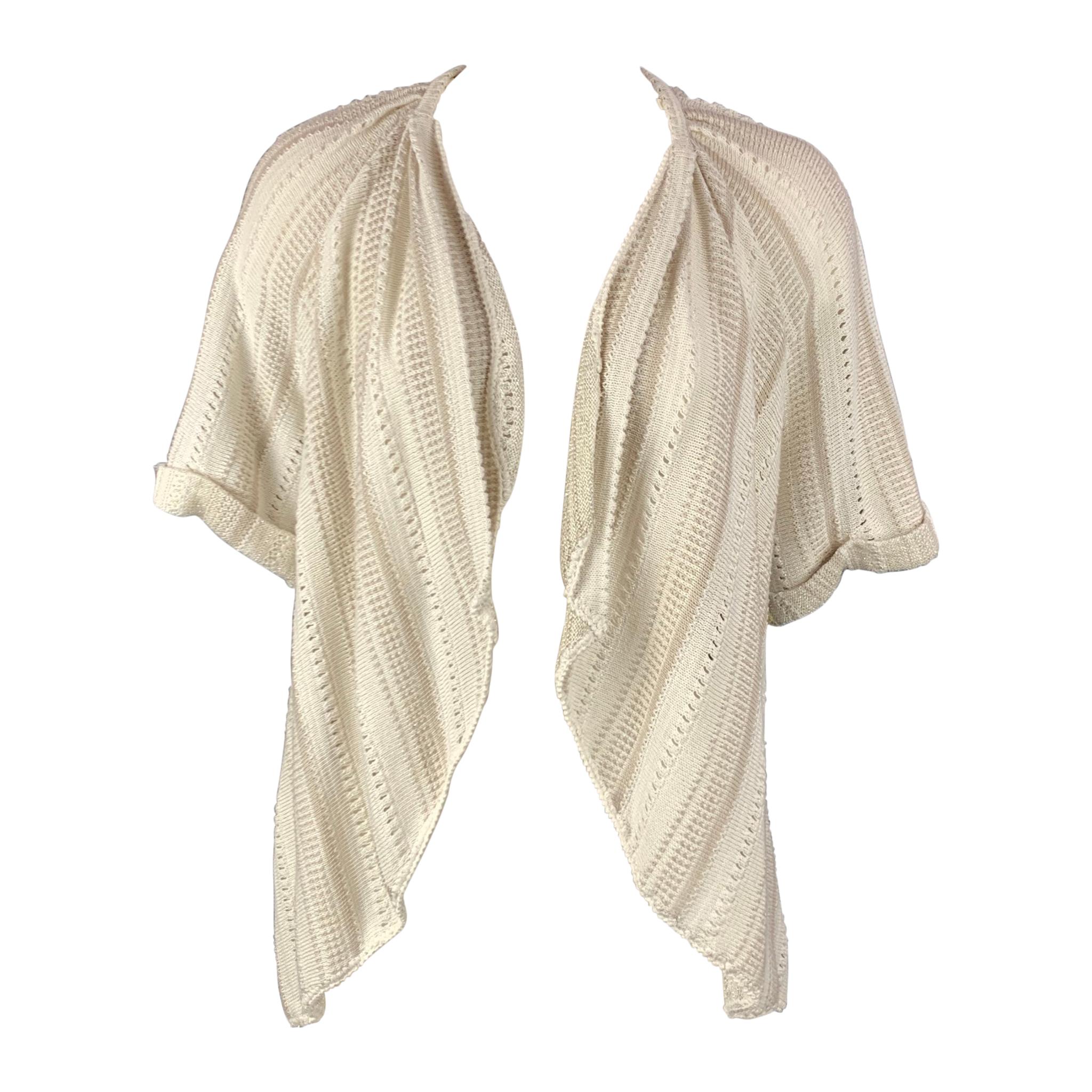 ELIE TAHARI Size XS Beige & Silver Cotton Blend Cardigan