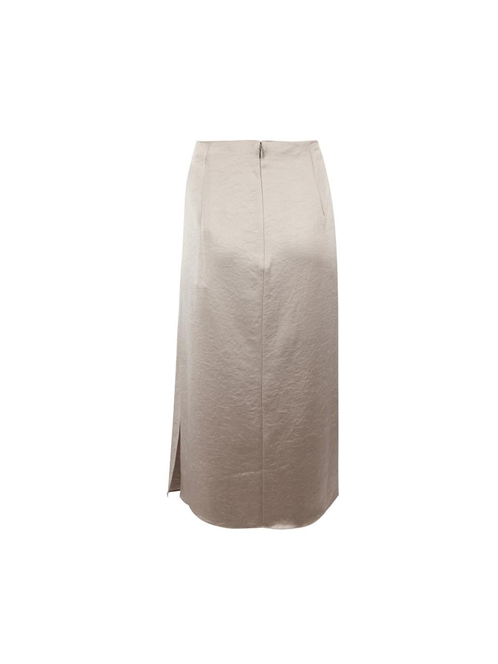 Elie Tahari Women's Beige Ruched Accent Knee Length Skirt In New Condition For Sale In London, GB