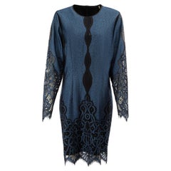 Elie Tahari Women's Blue Lace Panel Mini Dress
