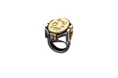Elie Top Diamond Onyx Gold Seal Secret Cosmogony Earth Ring