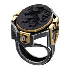 Elie Top Diamond Onyx Gold Seal Secret Cosmogony Earth Ring 