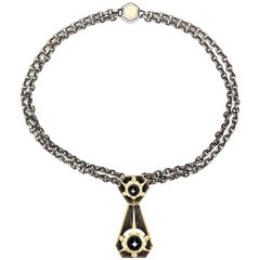 Élie Top Étoile Mysterieuse Collier Cravate or Jaune Onyx Diamants