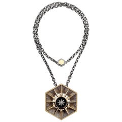 Elie Top Étoile Mystérieuse Collier Hexa or Jaune Onyx Diamants