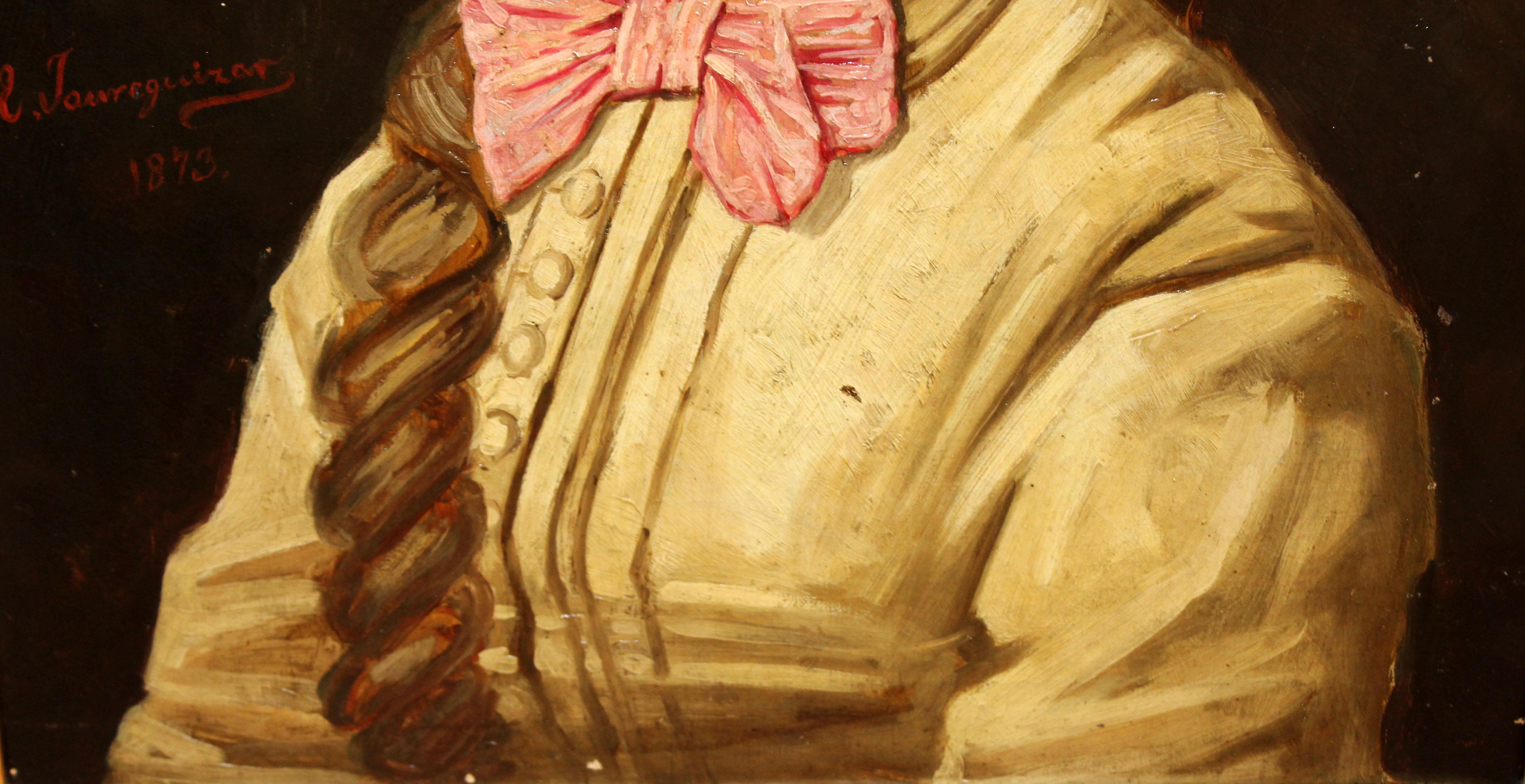 Óleo sobre tela - Retrato femenino - Año 1873 im Angebot 1