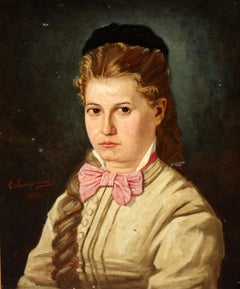Óleo sobre tela - Retrato femenino - Año 1873