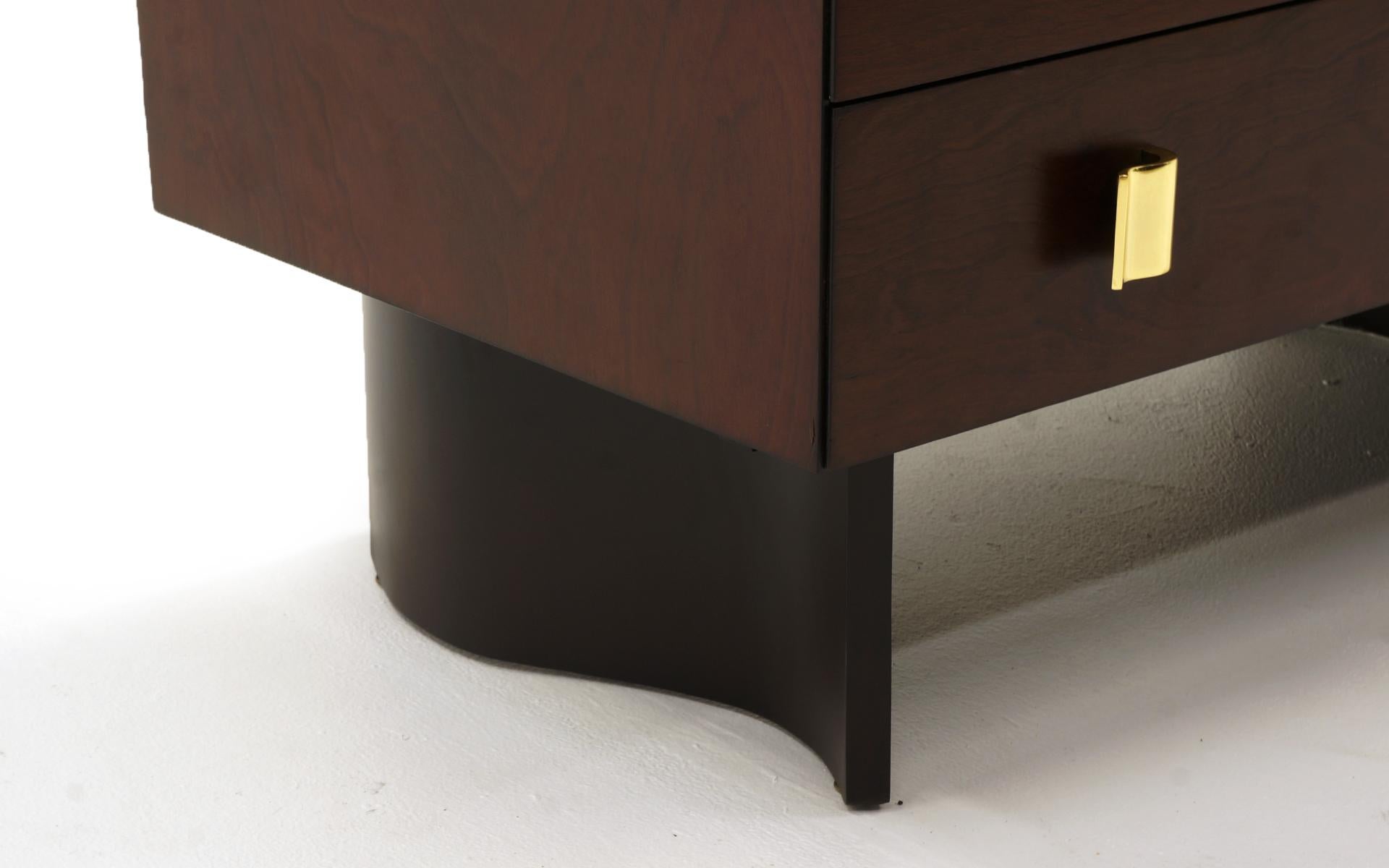 Eliel Saarinen Four-Drawer Cabinet / Dresser, Dark Stained Birch, Brass Pulls In Excellent Condition In Kansas City, MO