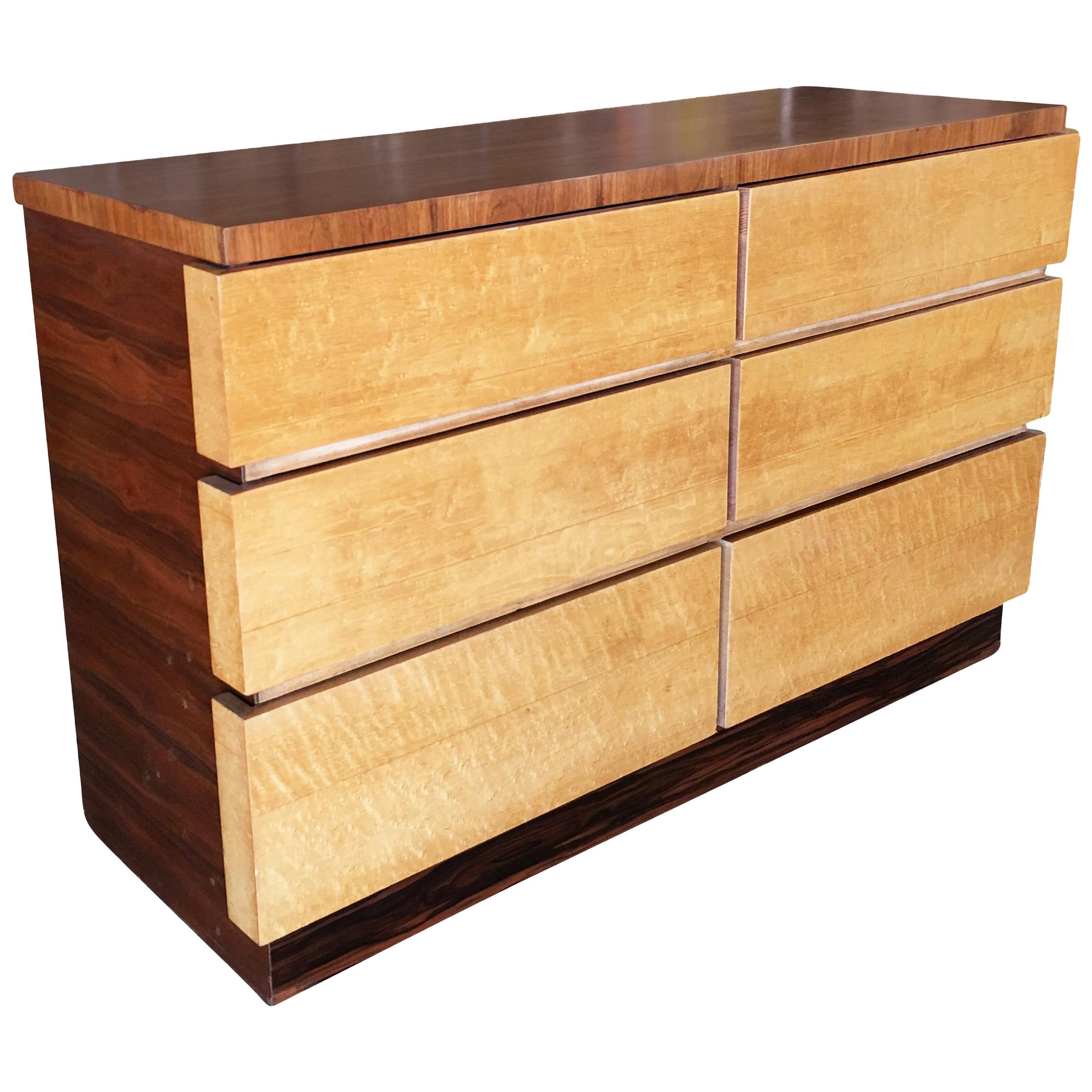 Eliel Saarinen Inspired Streamline Moderne 6-Drawer Dresser For Sale