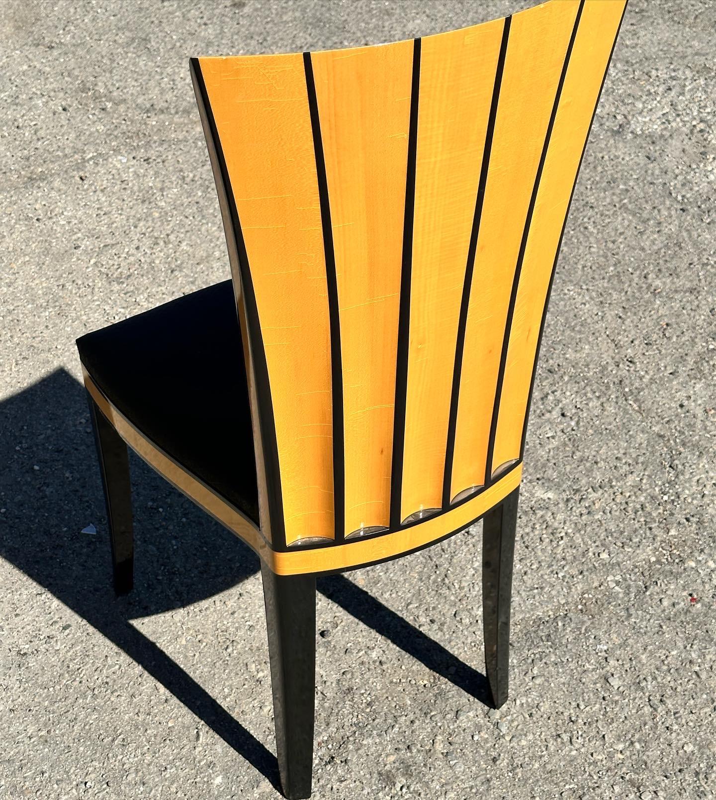 an incredible journey back in time where the integrity of materials blend with timeless craftsmanship. Fluted tall back dining chair . frame in solid wood with fine lacquer finish and tight woven horse hair fabric seat. Eliel Saarinen was a member