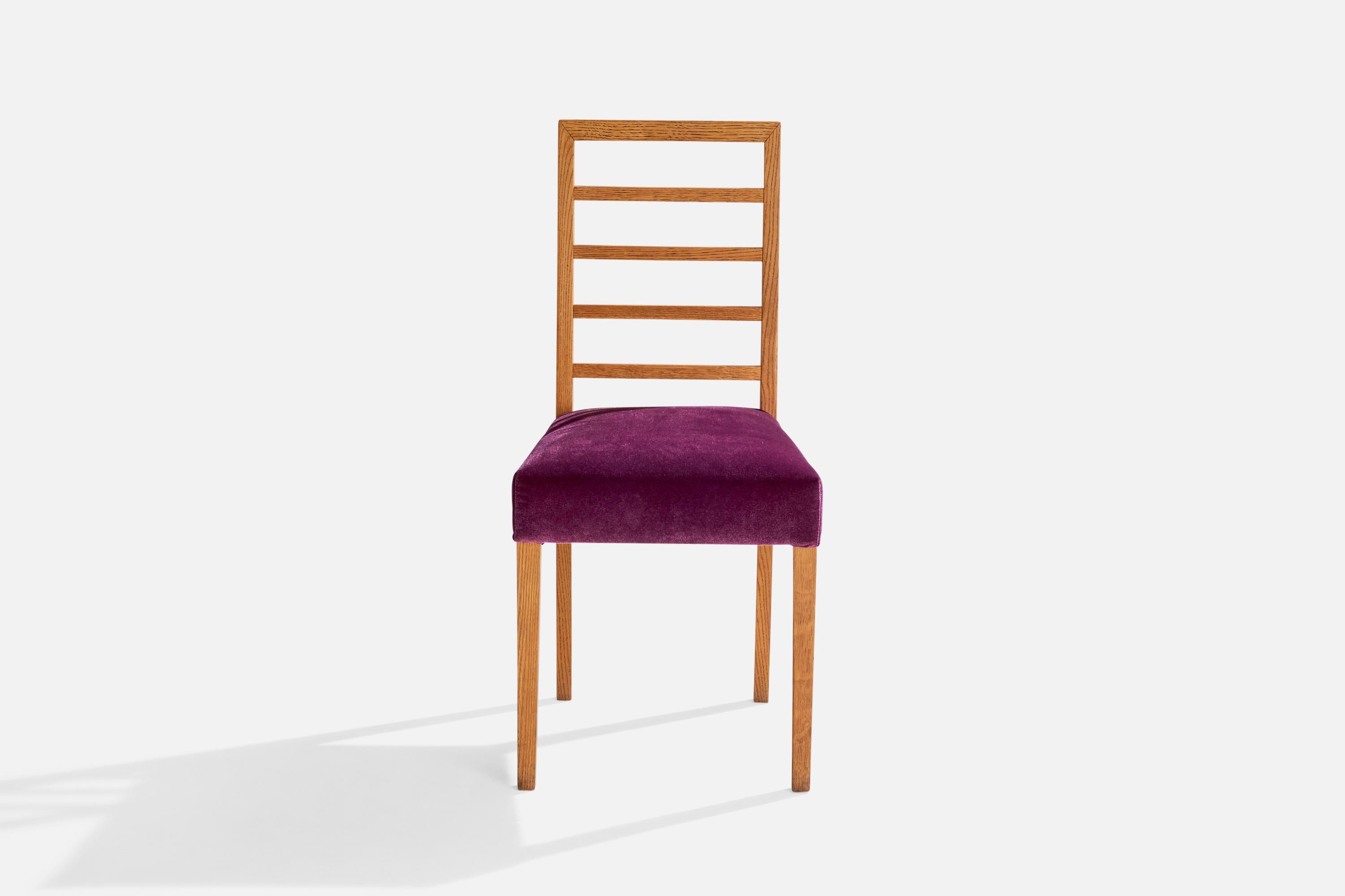 Scandinavian Modern Eliel Saarinen, Side Chair, Oak, Mohair, Finland, 1910s For Sale