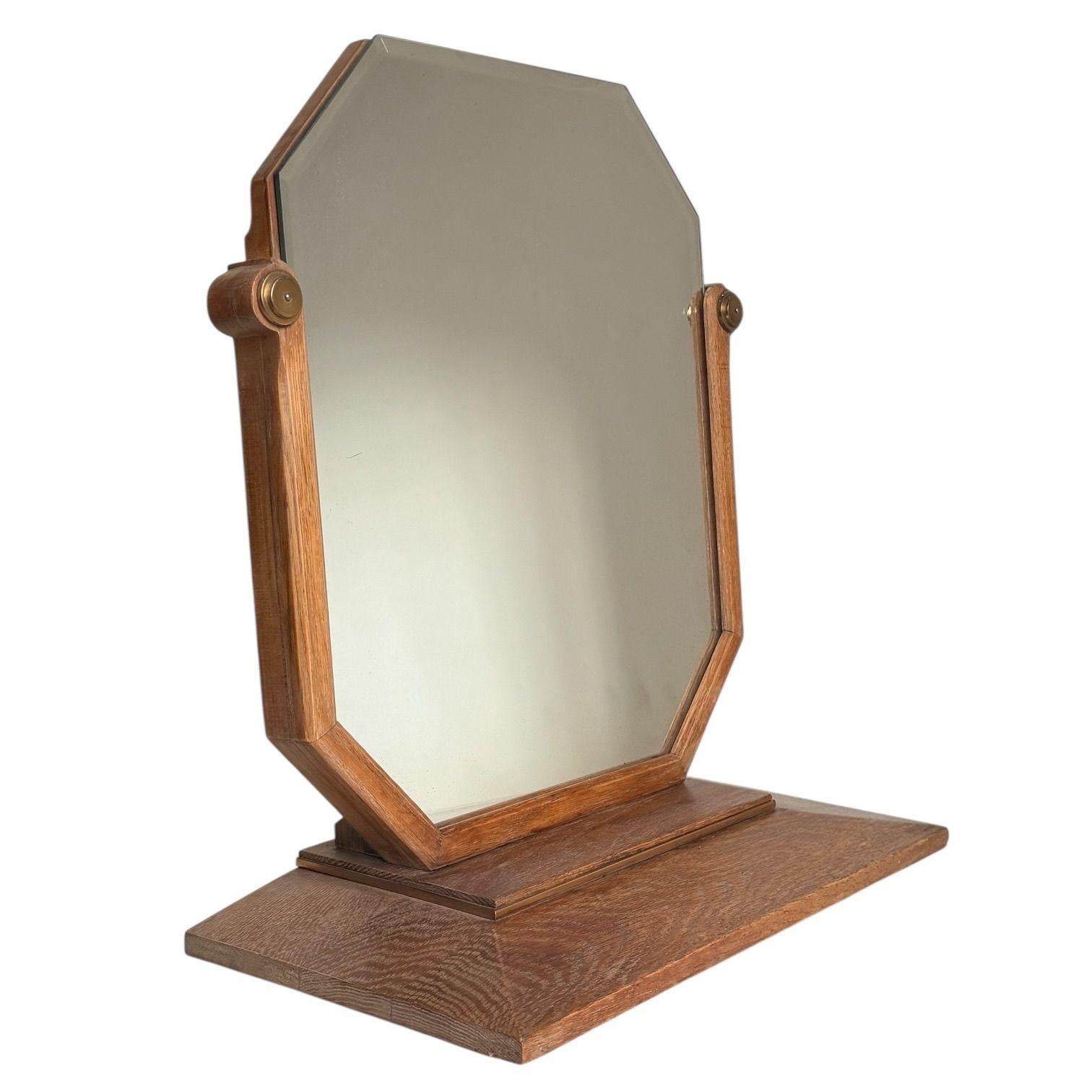 American Eliezer Saarinen Attributed Oak Art Deco Table Mirror, 1940 For Sale