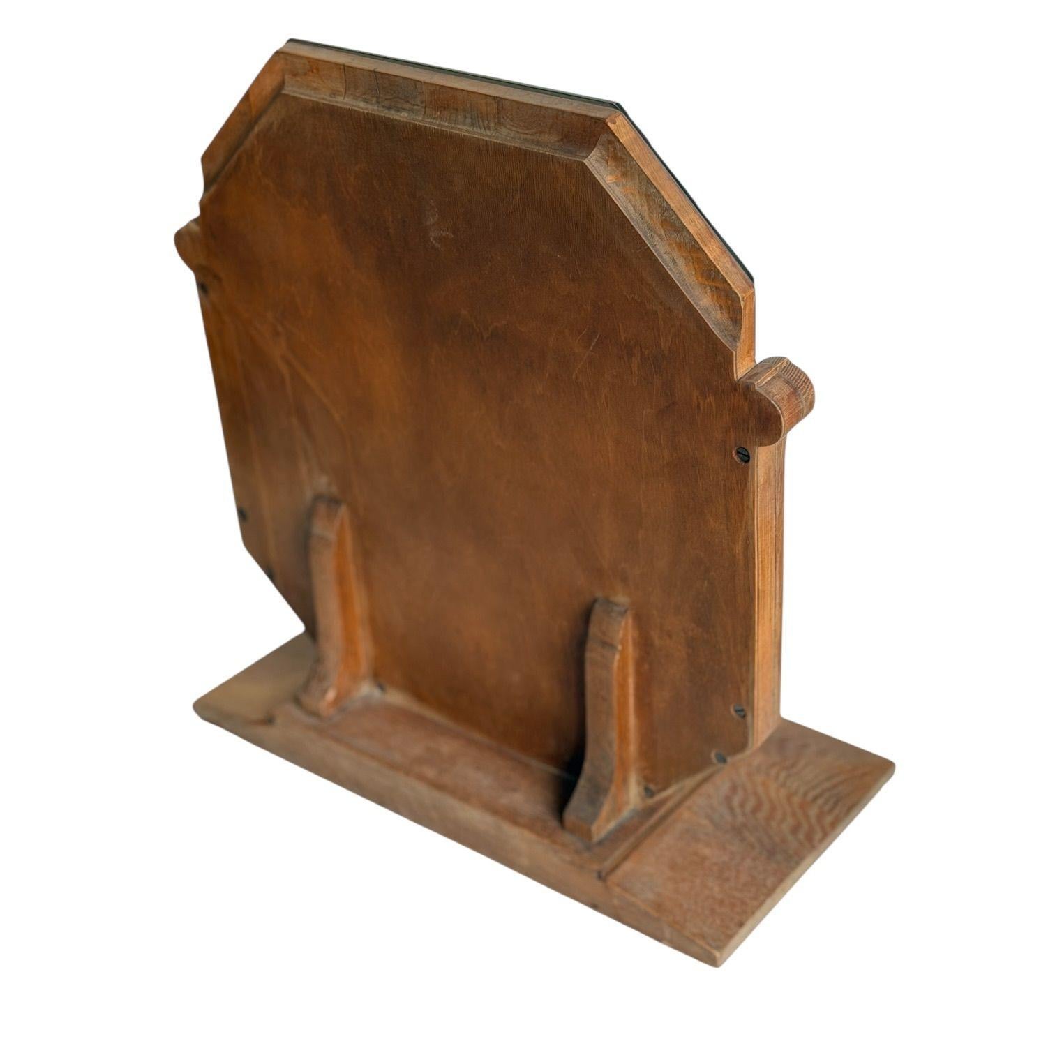 Brass Eliezer Saarinen Attributed Oak Art Deco Table Mirror, 1940 For Sale