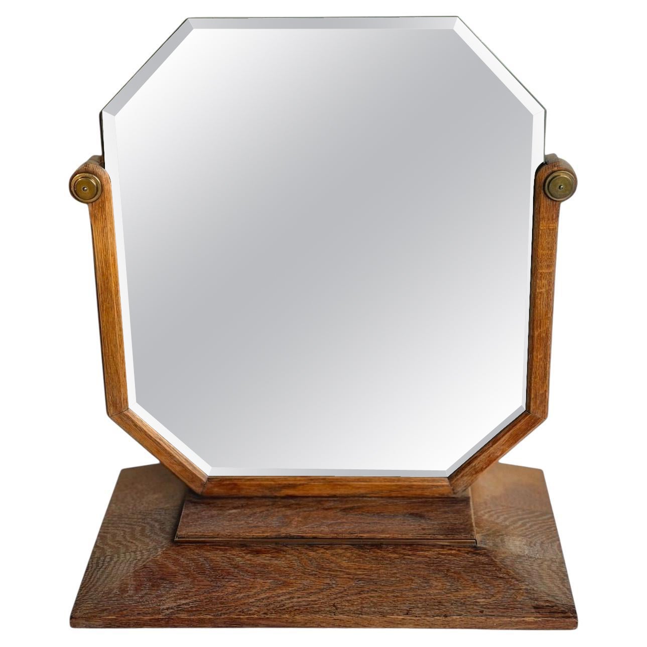 Eliezer Saarinen Attributed Oak Art Deco Table Mirror, 1940 For Sale