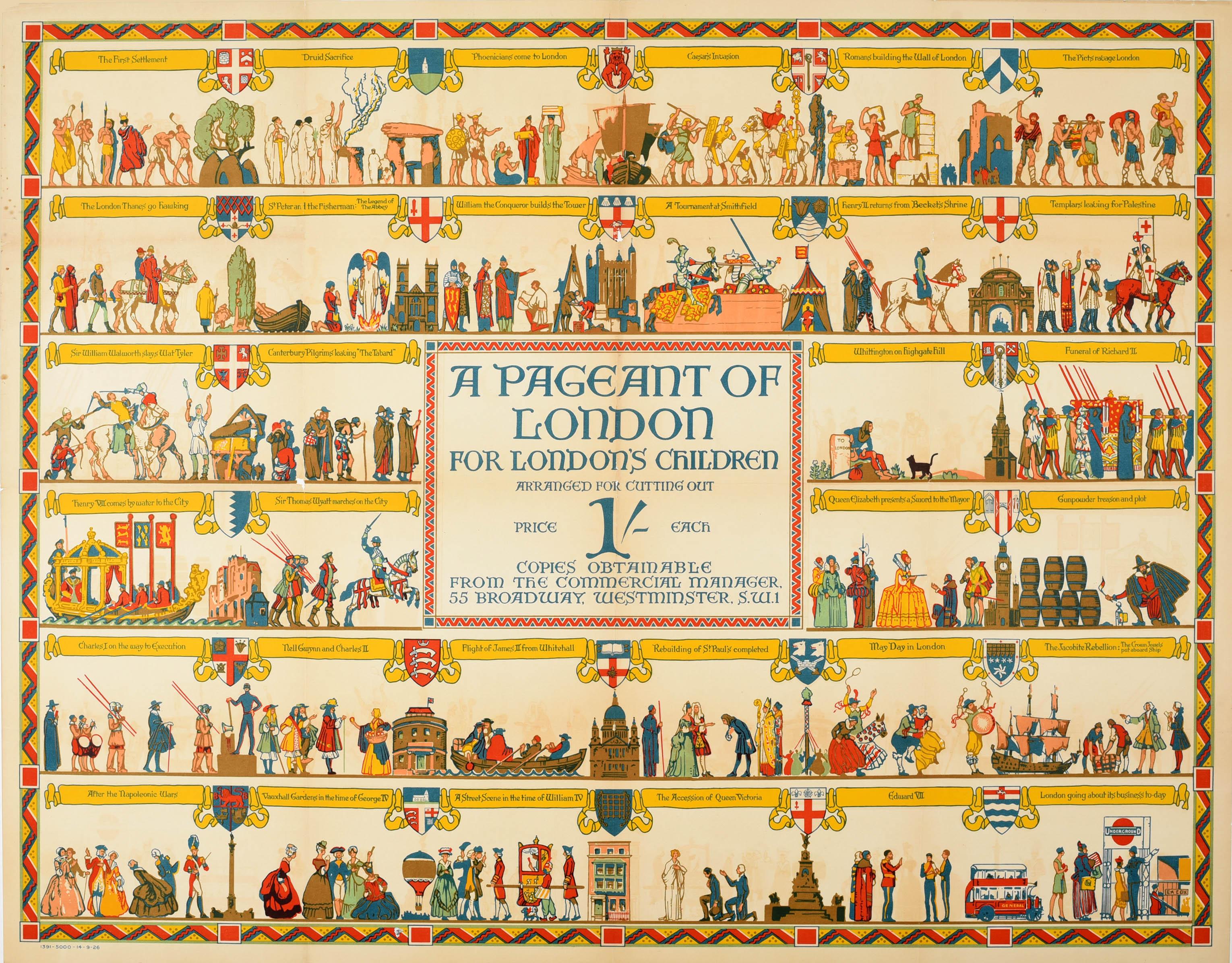 Elijah Albert Cox Print - Original Vintage Travel Poster A Pageant Of London Transport History Children 